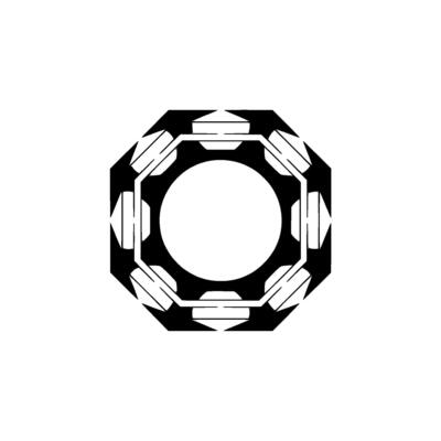 Geometric Octagon With Circle Abstract Black and White