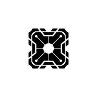 Futuristic Tech Geometric Core With Energy Burst, Minimalist vector
