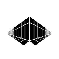 Abstract Modern Building in Perspective Black White Minimalist vector