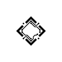 Minimalist Tech Circuitry Black Square Lines on White vector