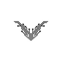Geometric Circuit Board on White, Tech , Minimalist . vector