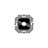 Tech Circuit Board Futuristic With Glowing Center vector
