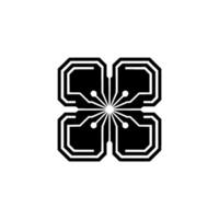 Abstract Tech Flower Circuit Board , Monochrome, Minimalist . vector