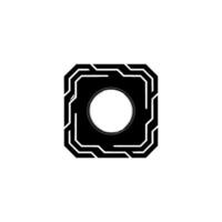 Futuristic Geometric Glowing Orb in Black and White Frame vector