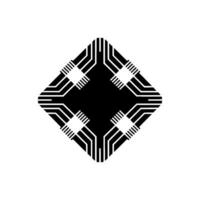 Abstract Circuitry Diamond , Tech in Black White vector