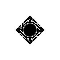 Abstract Tech Circuit Board Circle in Black White vector