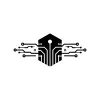 Tech House Geometric Circuit Board on White vector