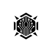 Abstract Tech Circuit Board Hexagon With Geometric Embellishments vector