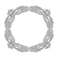 Intricate Geometric Circular Frame in Minimalist Black Lines on White vector