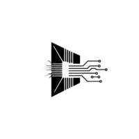 Abstract Circuit Board on White, Minimalist Tech vector