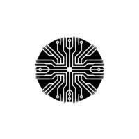 Abstract Circuit Board in Black and White With Radial Lines vector