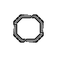 Geometric Octagon Tech Black Lines on White, Minimalist Modern vector