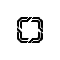 Geometric Cyber Modern Black Square on White Background vector