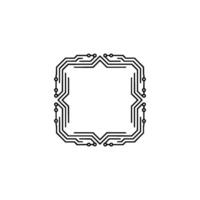 Minimalist Circuit Board Frame on White, Technology vector