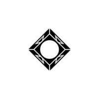 Geometric Black Diamond With Circle and Decorative Angles on White vector