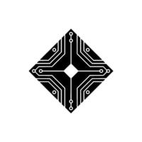 Minimalist Circuit Board in Diamond Shape vector