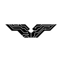 Abstract Tech Wing Circuit Board in Minimalist Style vector