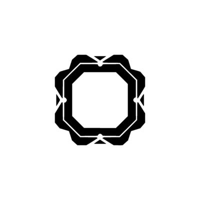 Minimalist Geometric Octagon Black White Element