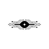 Futuristic Tech Eye Minimalist Circuit on White vector