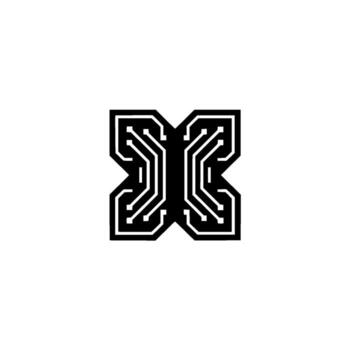 Tech Circuitry Butterfly Minimalist , Modern Tech Concept vector