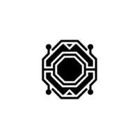 Geometric Tech Black Octagon on White Background vector