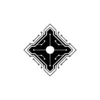 Abstract Circuit Board , Black White Tech vector