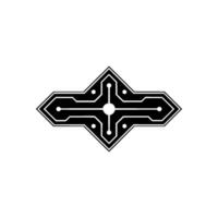 Geometric Abstract Technology , Black and White Circuit Board vector