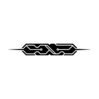 Futuristic Tech Divider Element in Black, on White Background vector