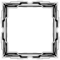 Techy Frame Template Futuristic Border , Black White, Square vector