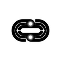 Abstract Geometric Chain Black and White, Retro Element vector