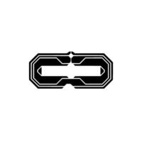 Tech Interface Symbol, Black and White Geometric With Flare vector