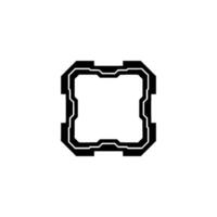 Futuristic Tech Frame Minimalist Square in Black White vector