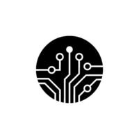Minimalist Circuit Board in Circle, Technology Concept vector