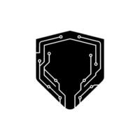 Cyber Security Shield Circuit Board on Neutral Background vector