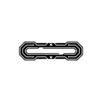 Futuristic Circuit Board Element Minimalist Black and White vector