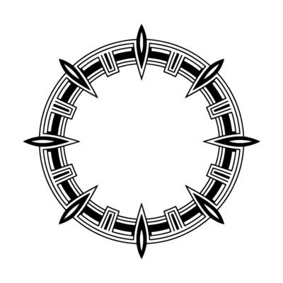 Geometric Black and White Circular Decorative Border