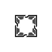 Geometric Tech Frame , Black White Square, Modern vector