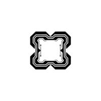 Futuristic Tech Frame , Minimalist Cyber Ui Element, Black White vector