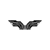 Tech Wing Abstract Circuit Board Symbol on Gradient Background vector