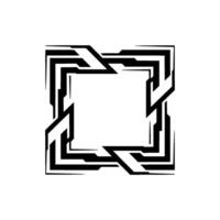 Techy Square Frame, Abstract Geometric , Black White, Minimalist Style vector
