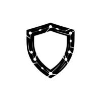 Cyber Security Shield Modern Black With Glow Effect vector
