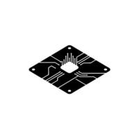 Minimalist Black White Circuit Board on Gray Background vector