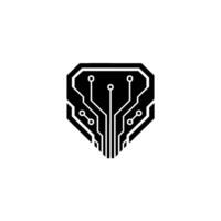 Geometric Circuit Board Tech, Modern, Minimalist, Monochrome vector