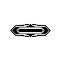 Geometric Tech Emblem, Minimalist, Modern, Black and White vector