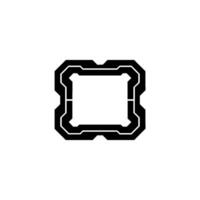 Futuristic Tech Frame Black Rectangular Border on Gray Background vector