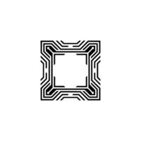 Geometric Black White Circuit Board Frame, Minimalist Element vector