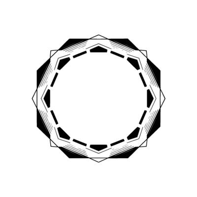 Geometric Black and White Circle Element on White
