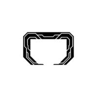 Futuristic Tech Frame Element in Monochrome on White Background vector