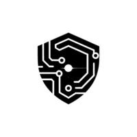 Cyber Security Shield Circuit Board With Light Flare vector