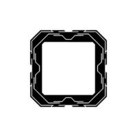 Futuristic Tech Frame, Black White Geometric Border vector